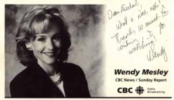 Wendy mesley signed autograph - postcard